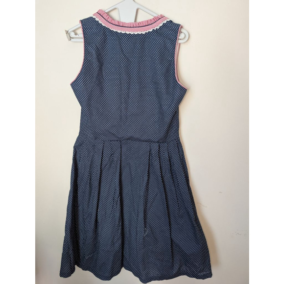 HIZITI Blue Polka Dot Dirndl Dress with Red Trim, Size M, Oktoberfest, Women's - Picture 5 of 7